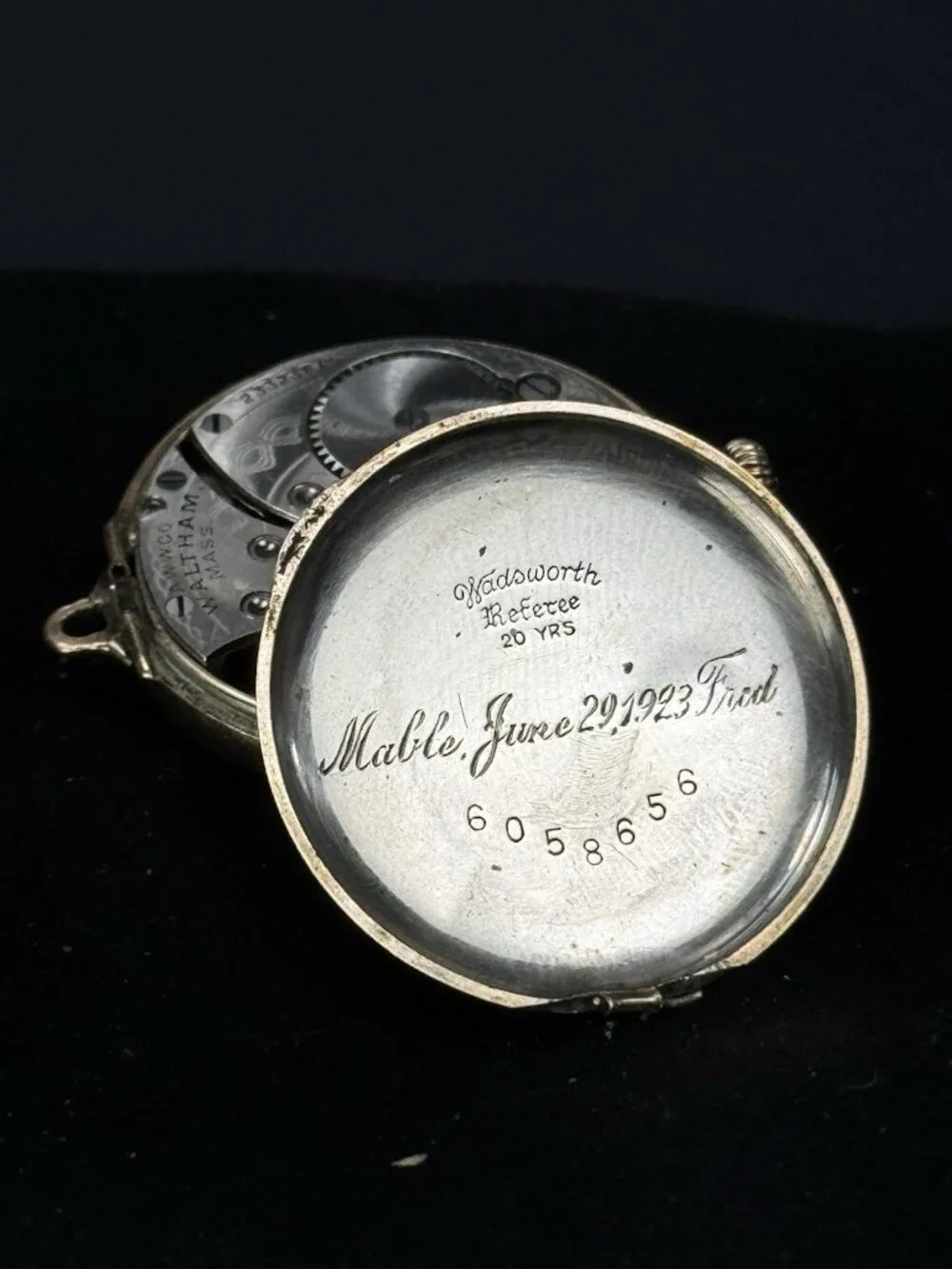 1919 Waltham Grade 225 17J 12S Pocket Watch Wadsworth 20 Yr Gold Filled Case